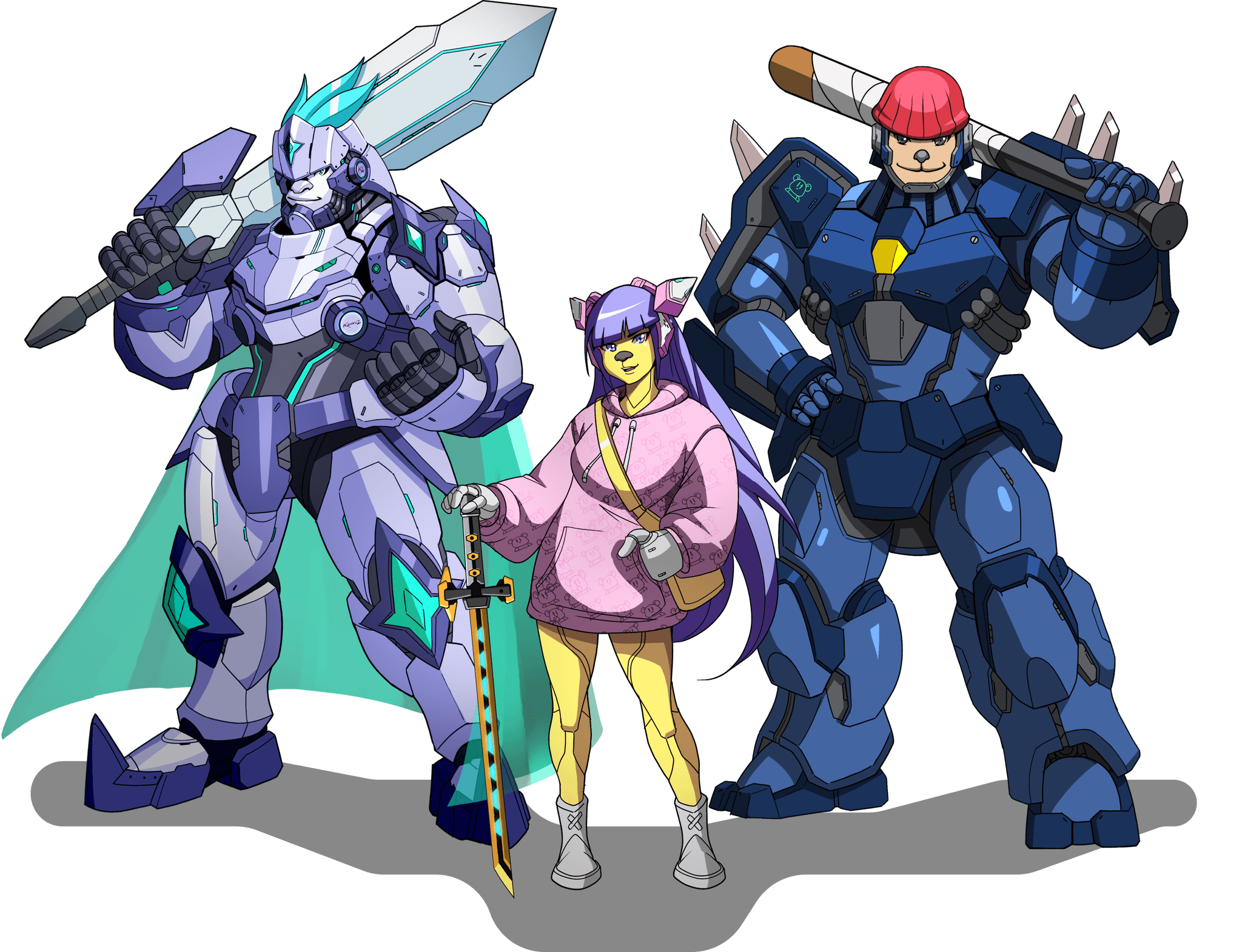 3 heroes in powerful pose